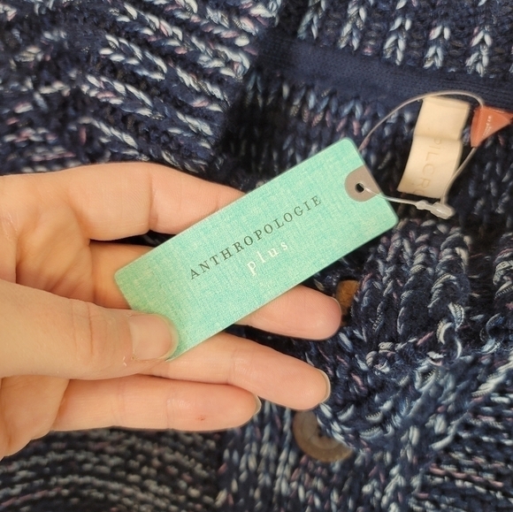 Anthropologie Pilcro Mega Henley Sweater Button Up Blue Heathered Knit, SZ 3XL - Picture 12 of 14